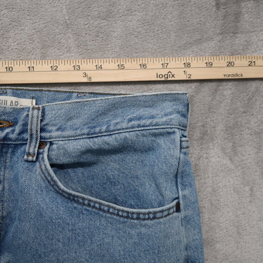 Lee Jeans Mens 36x32 Blue Straight Leg Regular Fit Light Wash Rancher Workwear - Picture 10 of 16
